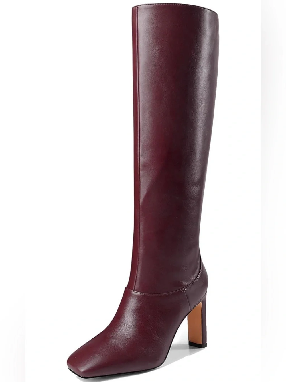 Yiya Women's Tall Square-Toe Knee-High Boots in Cherry Red / Euro 40; US 8.5